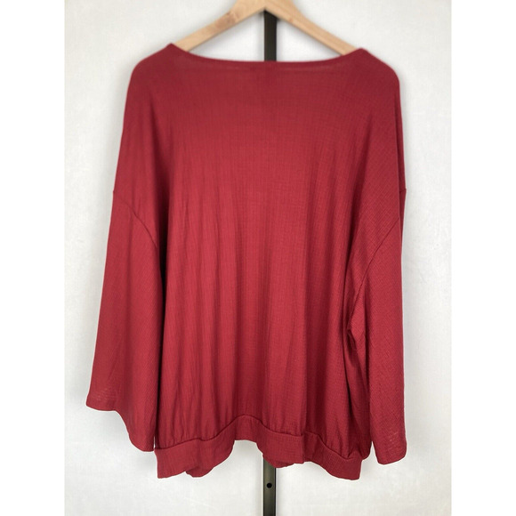 Torrid Textured Jersey V-Neck Button Down Dolman Sleeve Top 3X Dark Red V Neck - Picture 9 of 15